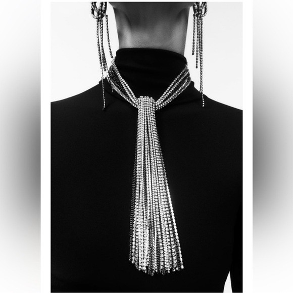 ZARA RHINESTONE CASCADE NECKLACE - Picture 2 of 8